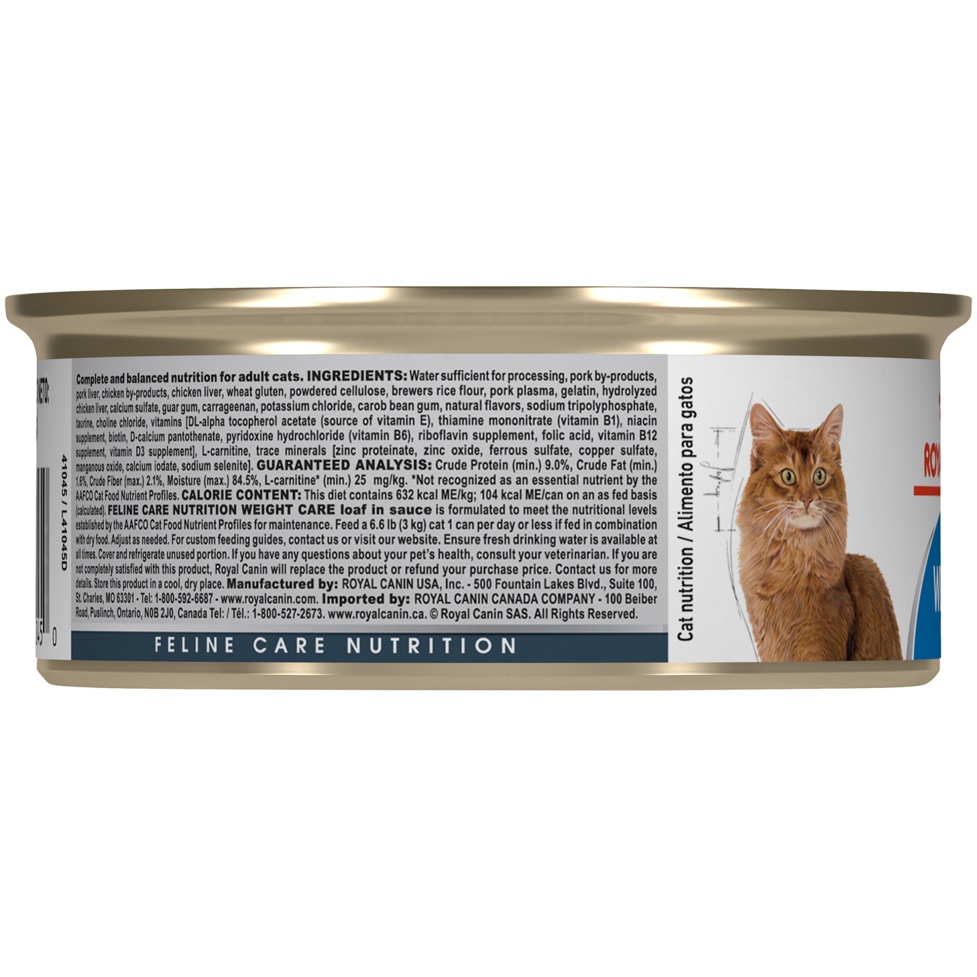 slide 9 of 9, Royal Canin Feline Health Nutrition Ultra Light Loaf in Sauce Adult Canned Cat Food, 5.8 oz