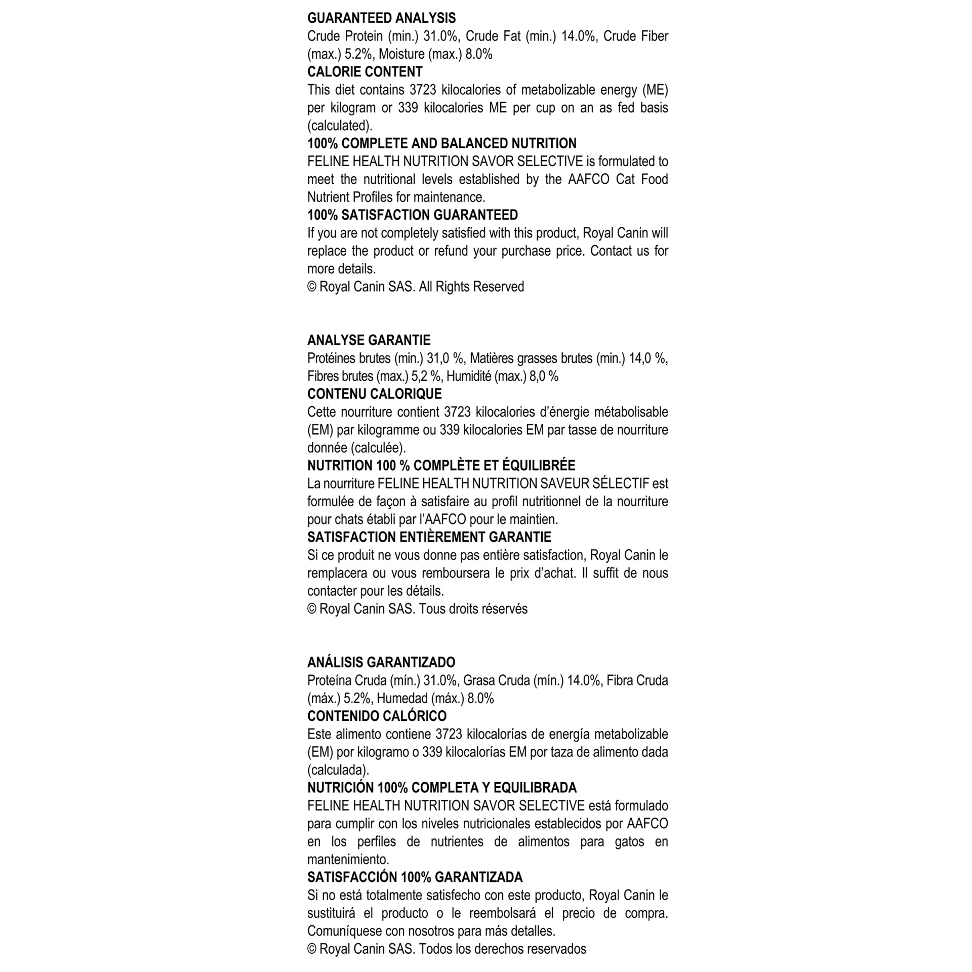 slide 7 of 9, Royal Canin Feline Health Nutrition Selective 34/29 Savor Sensation Dry Cat Food, 2.5 lb