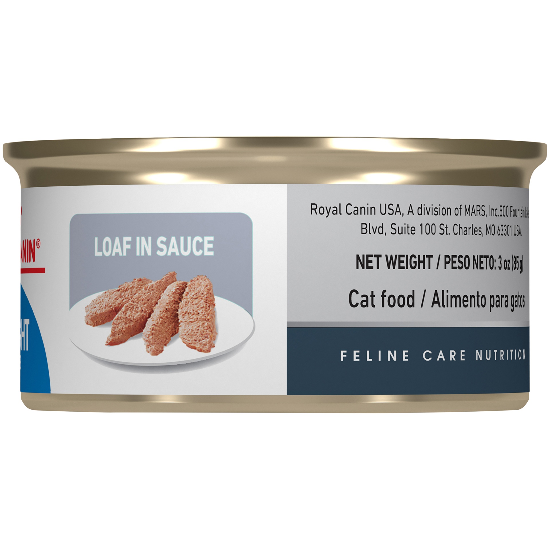 slide 3 of 9, Royal Canin Feline Health Nutrition Ultra Light Loaf in Sauce Adult Canned Cat Food, 3 oz