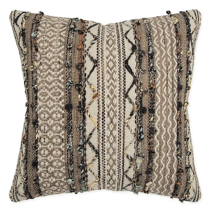 slide 1 of 5, Rizzy Home Stripe Reversible Square Throw Pillow - Grey, 1 ct