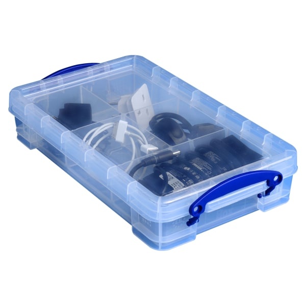 slide 1 of 1, Really Useful Boxes Really Useful Box Plastic Storage Box, Clear, 2.5 liter; 13 3/8 in x 8 in x 2 3/4 in