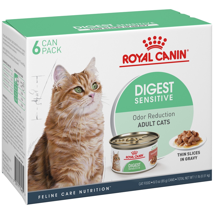 slide 3 of 9, Royal Canin Feline Health Nutrition Digest Sensitive Thin Slices in Gravy Wet Cat Food Multipack, 6 ct; 3 oz