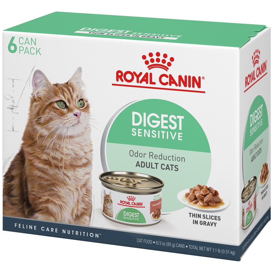 slide 2 of 9, Royal Canin Feline Health Nutrition Digest Sensitive Thin Slices in Gravy Wet Cat Food Multipack, 6 ct; 3 oz