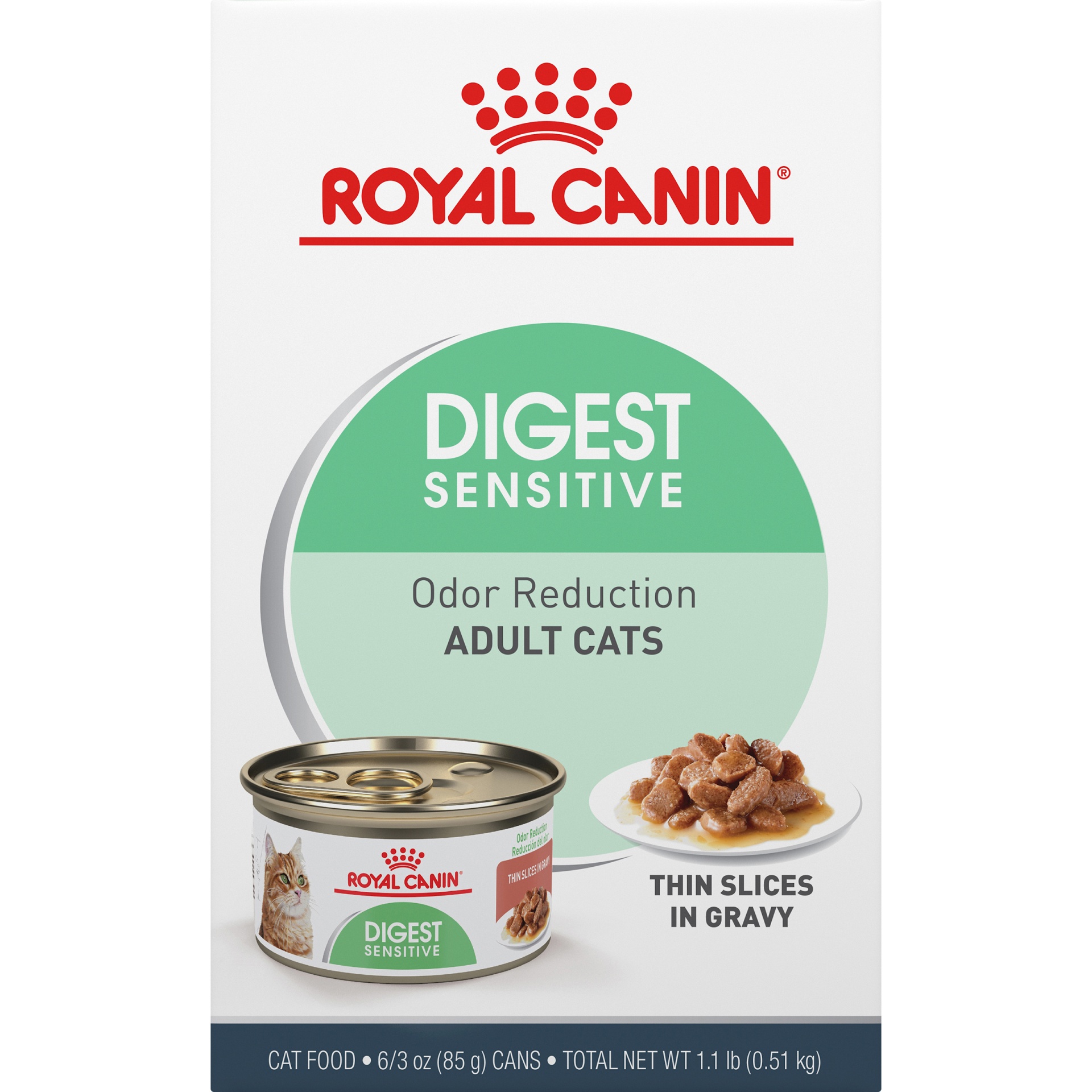 slide 9 of 9, Royal Canin Feline Health Nutrition Digest Sensitive Thin Slices in Gravy Wet Cat Food Multipack, 6 ct; 3 oz