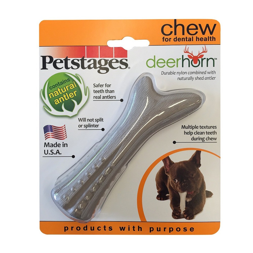 slide 3 of 3, Petstages Deerhorn Dog Chew Toy - M, LG