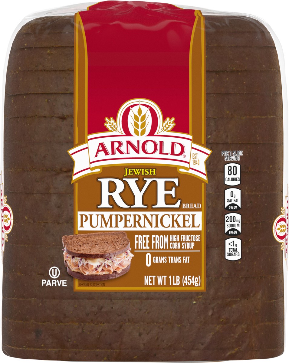 slide 7 of 7, Arnold Jewish Rye Pumpernickel Bread, 16 oz, 8 ct