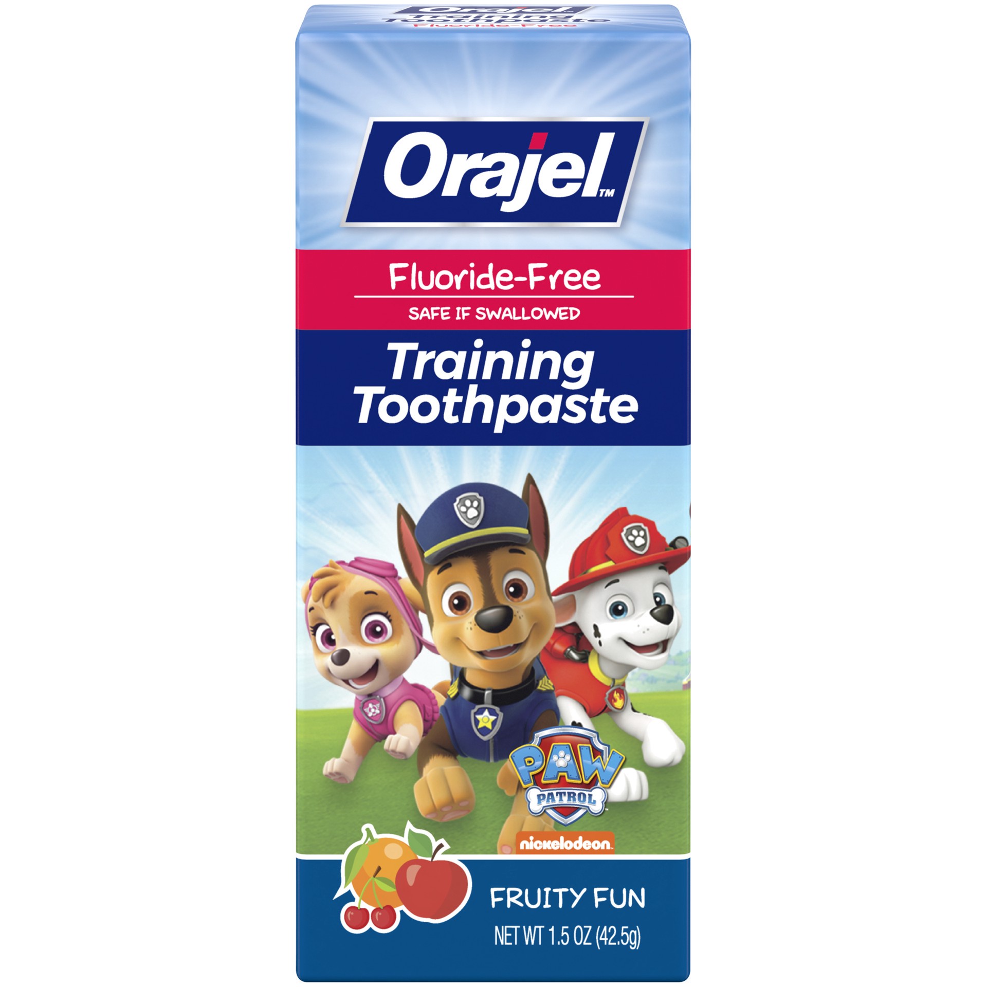 slide 1 of 9, Orajel Paw Patrol Fluoride-Free Training Toothpaste, Fruity Fun Flavor, One 1.5oz Tube: Orajel #1 Pediatrician Recommended Brand for Kids Non-Fluoride Toothpaste, 1.5 oz
