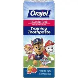Orajel Paw Patrol Fluoride-Free Training Toothpaste, Fruity Fun Flavor, One 1.5oz Tube: Orajel #1 Pediatrician Recommended Brand for Kids Non-Fluoride Toothpaste