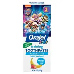 Orajel Kids Paw Patrol Fluoride-Free Training Toothpaste, Natural Fruity Fun Flavor, #1 Pediatrician Recommended Fluoride-Free Toothpaste*, 1.5oz Tube