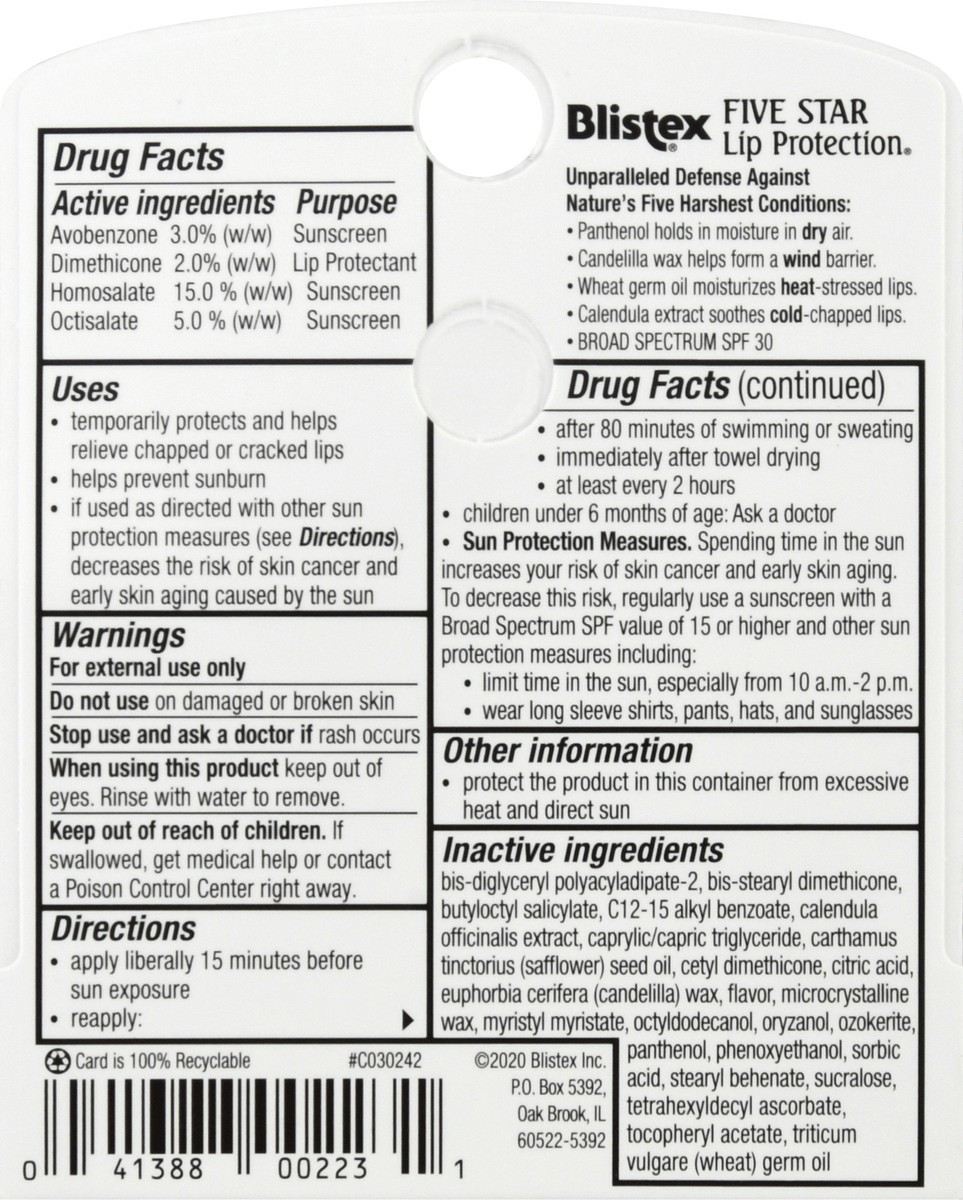 slide 4 of 9, Blistex Five Star Lip Protection SPF 30, 0.15 oz