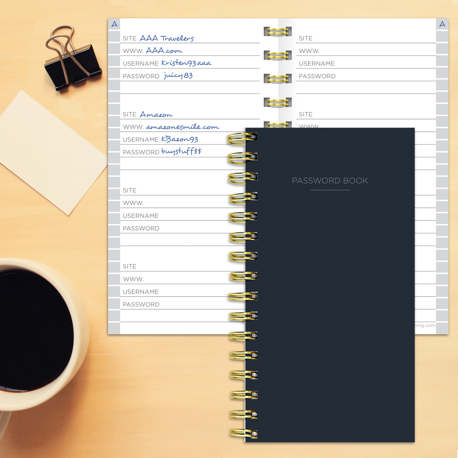 slide 4 of 4, TF Publishing Black Spiral Password Book, 1 ct