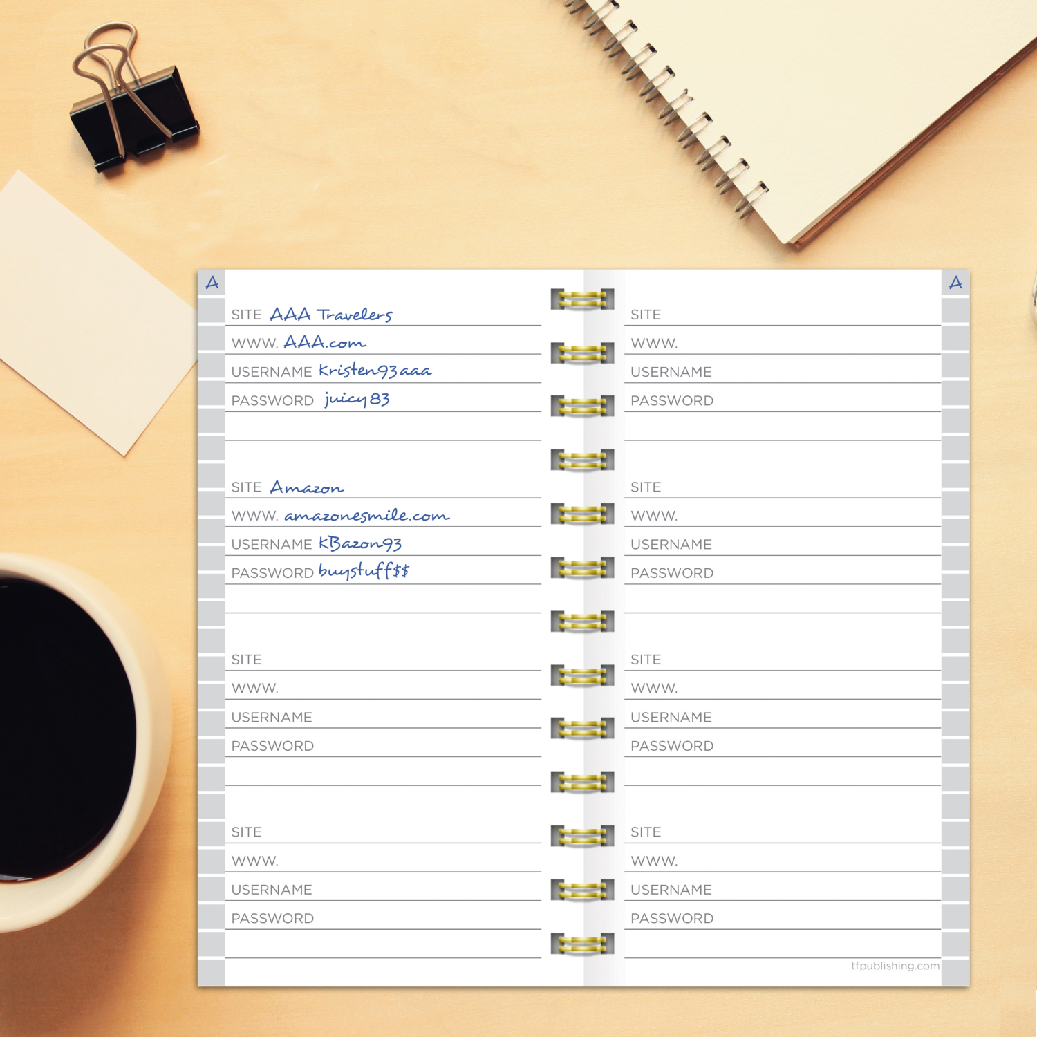slide 3 of 4, TF Publishing Black Spiral Password Book, 1 ct