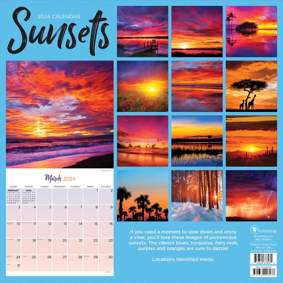 slide 13 of 17, 2024 Sunsets Wall Calendar, 1 ct