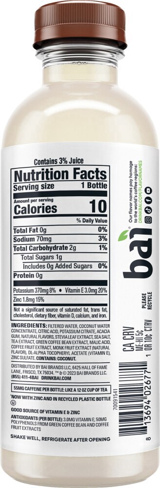 slide 3 of 5, Bai Antioxidant Infused Water Beverage, Madagascar Coconut Mango, 18 Fluid Ounce Bottle - 18 fl oz, 18 fl oz