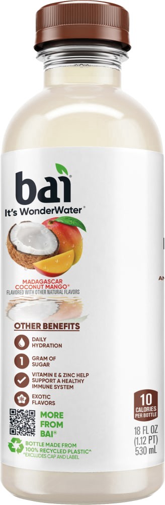 slide 5 of 5, Bai Antioxidant Infused Water Beverage, Madagascar Coconut Mango, 18 Fluid Ounce Bottle - 18 fl oz, 18 fl oz