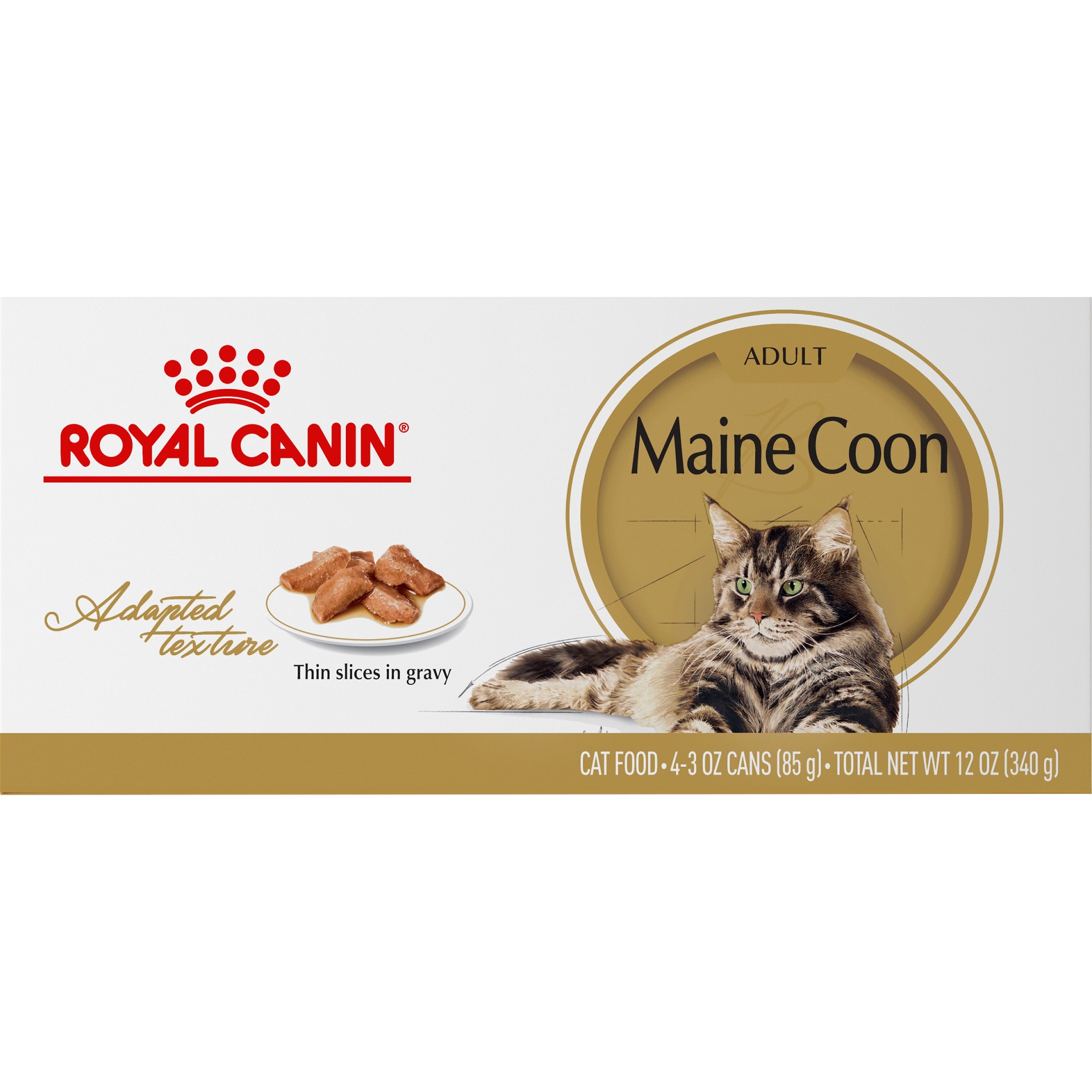 slide 9 of 9, Royal Canin Feline Breed Nutrition Maine Coon Thin Slices in Gravy Wet Cat Food, 12 oz