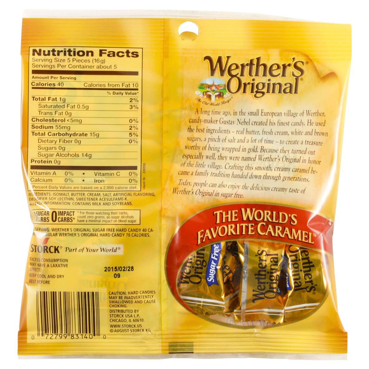 slide 2 of 2, Werther's Original sugar free caramel candies, 2.75 oz