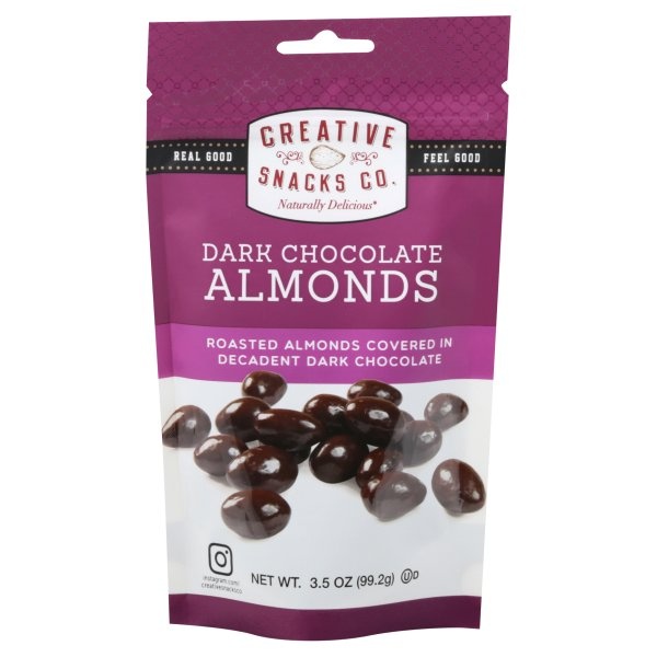slide 1 of 1, Creative Snacks Co. Dark Chocolate Almonds Snack Bag, 3.5 oz