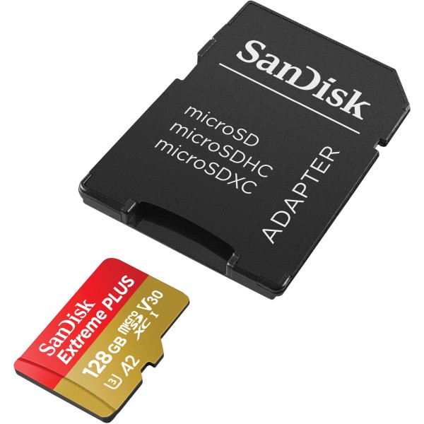 slide 6 of 7, SanDisk Extreme PLUS microSDXC UHS-I Card with Adapter, 128 gram