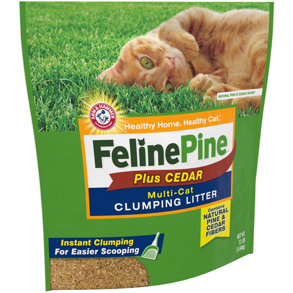slide 3 of 4, Feline Pine Plus Cedar Natural Clumping Litter, 12 lb