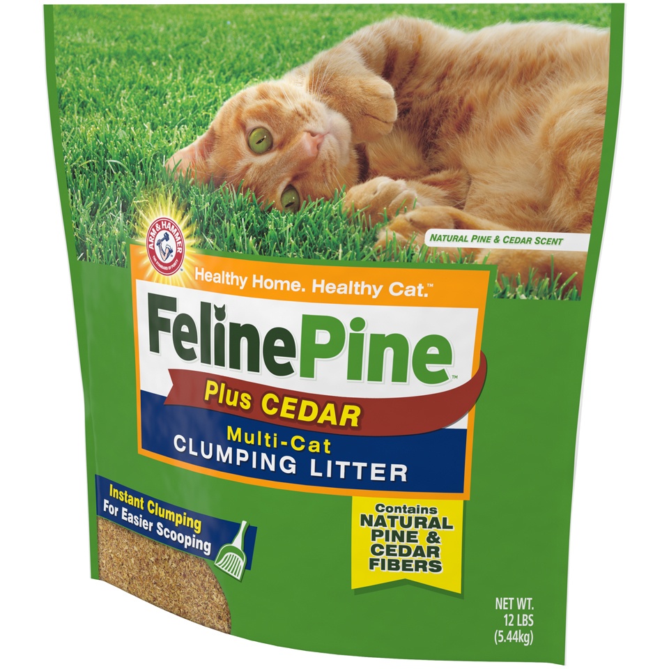 slide 4 of 4, Feline Pine Plus Cedar Natural Clumping Litter, 12 lb
