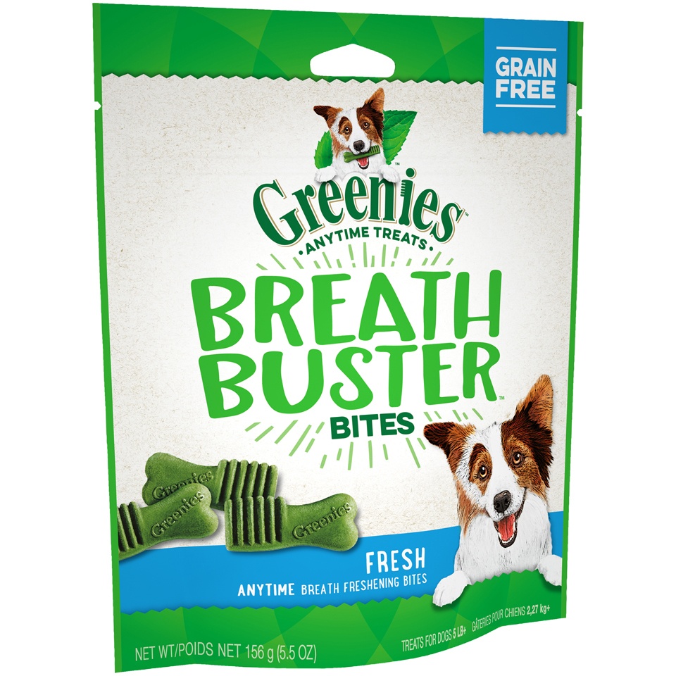 slide 6 of 9, Greenies BREATH BUSTER Bites Fresh Flavor Treats for Dogs, 5.5 oz