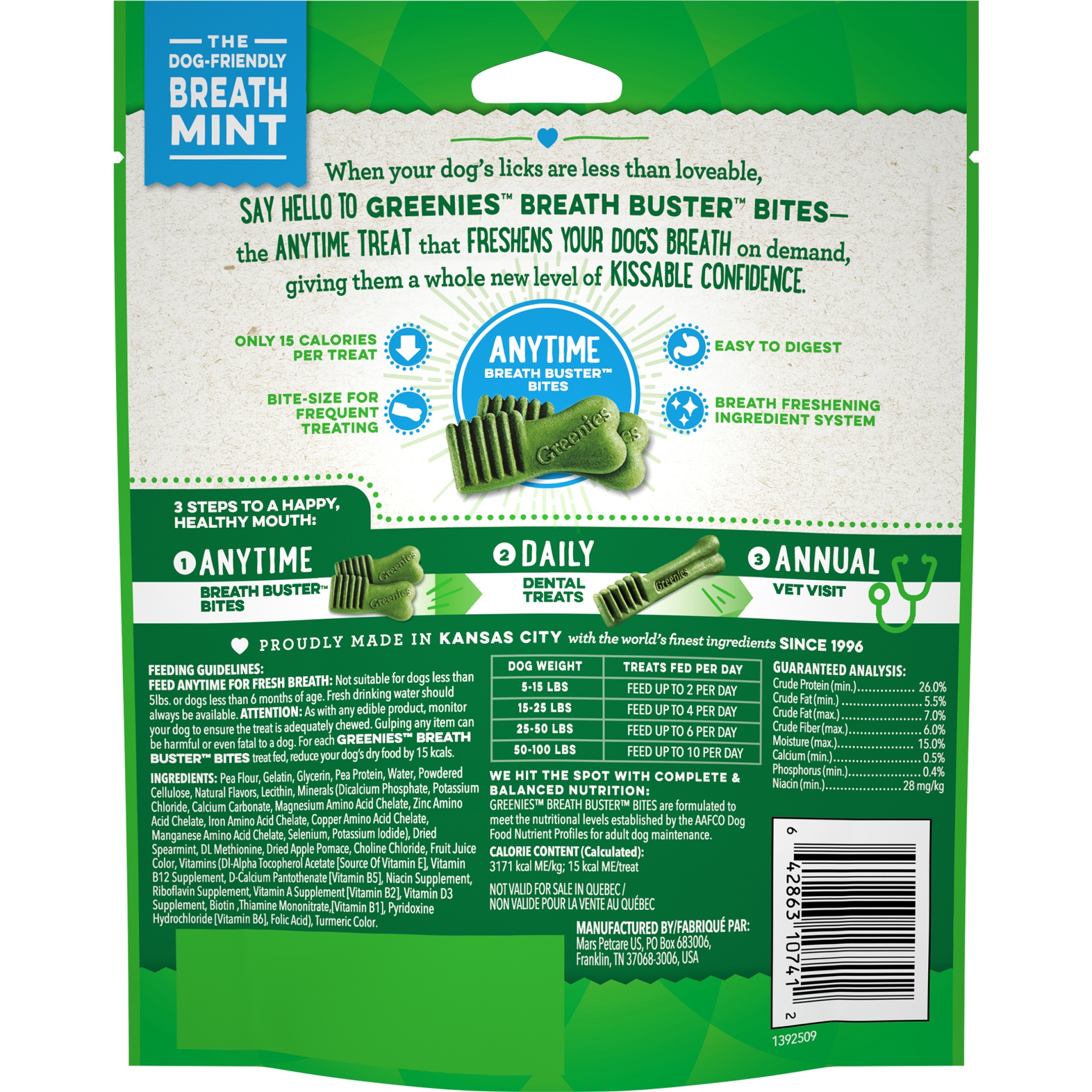 slide 2 of 9, Greenies BREATH BUSTER Bites Fresh Flavor Treats for Dogs, 5.5 oz