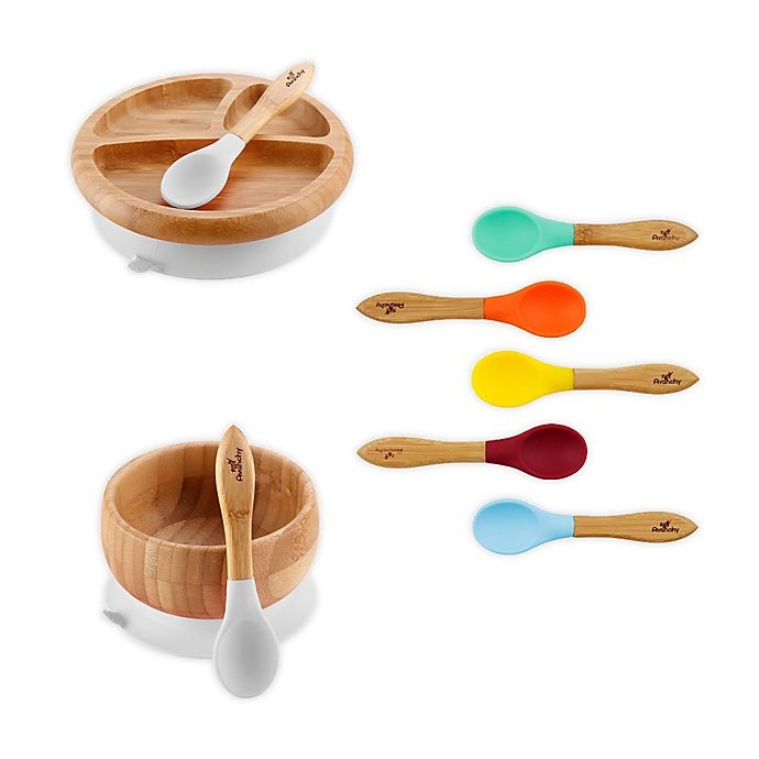 slide 1 of 5, Avanchy Rainbow Bamboo and Silicone Dinnerware Set, 9 ct