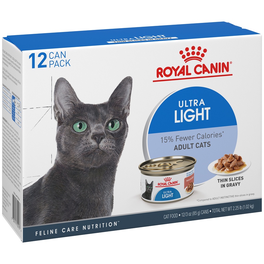 slide 3 of 9, Royal Canin Feline Care Nutrition Ultra Light Thin Slices In Gravy Canned Wet Cat Food, 3 oz