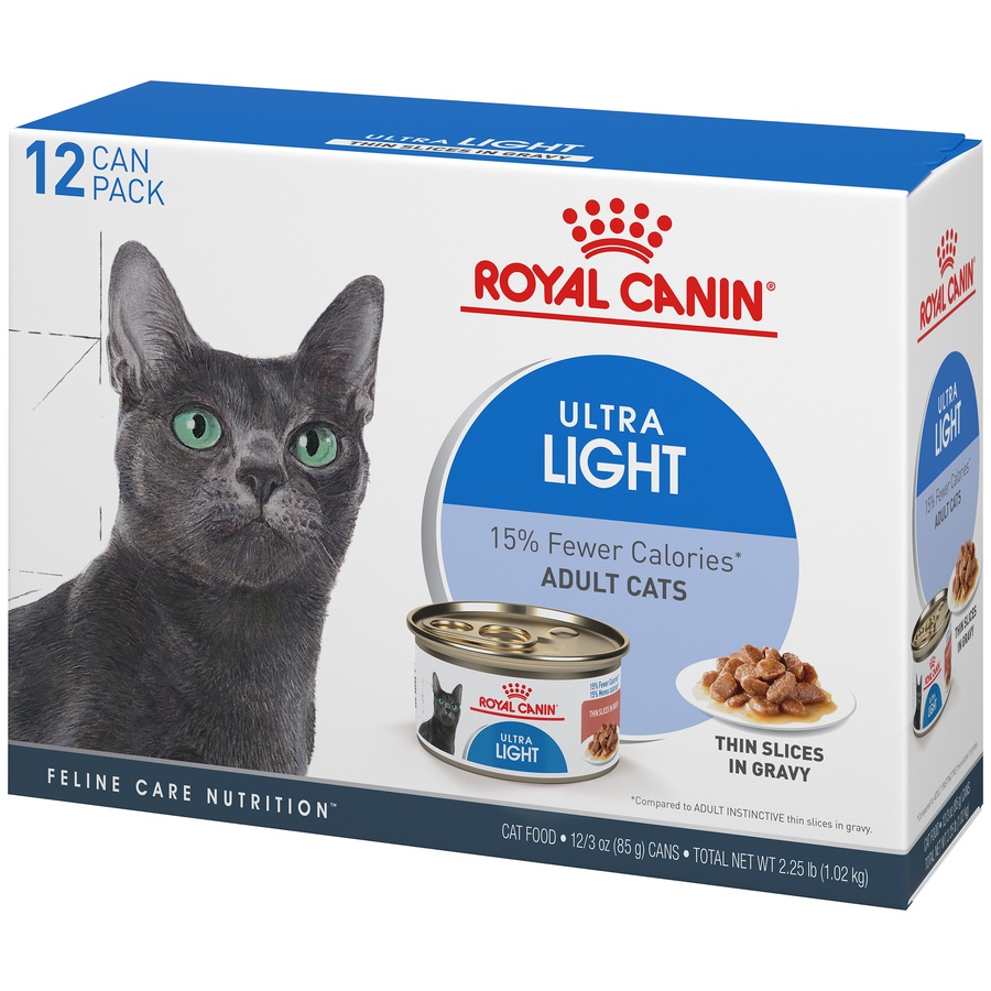 slide 4 of 9, Royal Canin Feline Care Nutrition Ultra Light Thin Slices In Gravy Canned Wet Cat Food, 3 oz