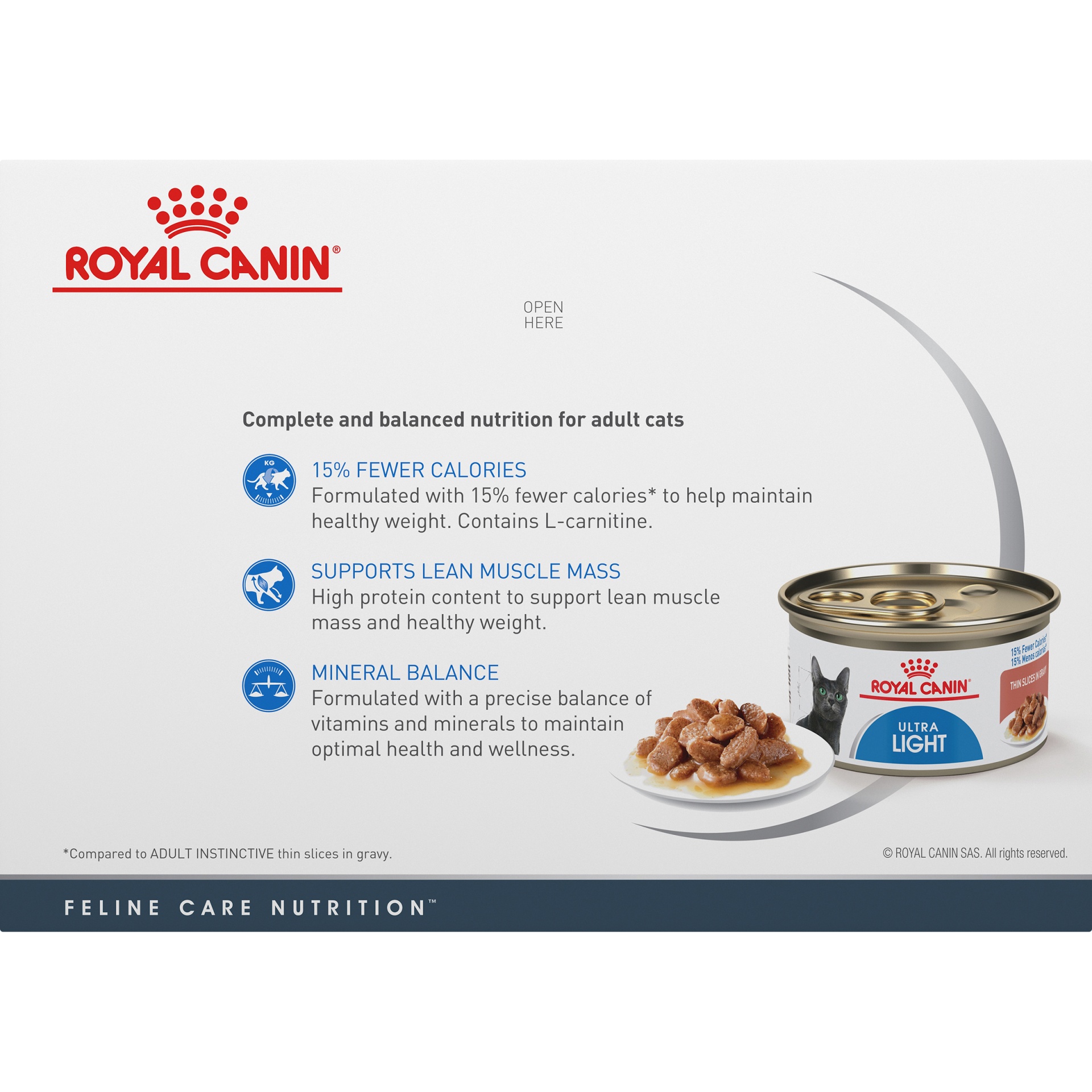 slide 7 of 9, Royal Canin Feline Care Nutrition Ultra Light Thin Slices In Gravy Canned Wet Cat Food, 3 oz