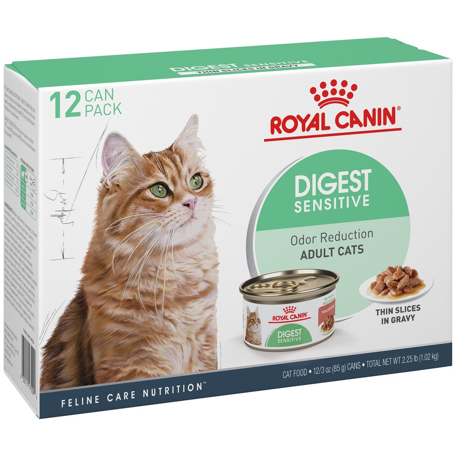 slide 3 of 9, Royal Canin Feline Care Nutrition Digest Sensitive Thin Slices In Gravy Canned Wet Cat Food, 3 oz