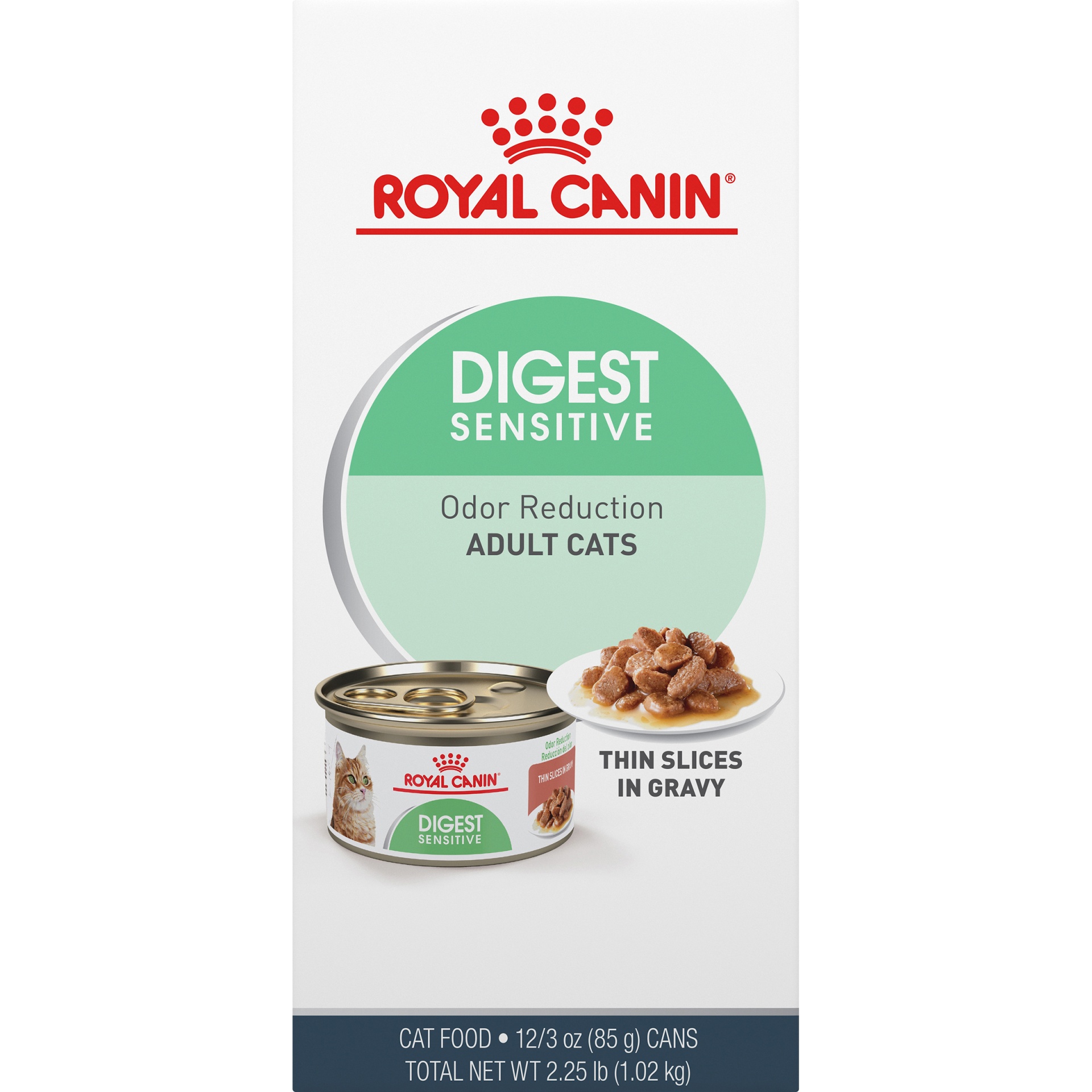 slide 8 of 9, Royal Canin Feline Care Nutrition Digest Sensitive Thin Slices In Gravy Canned Wet Cat Food, 3 oz