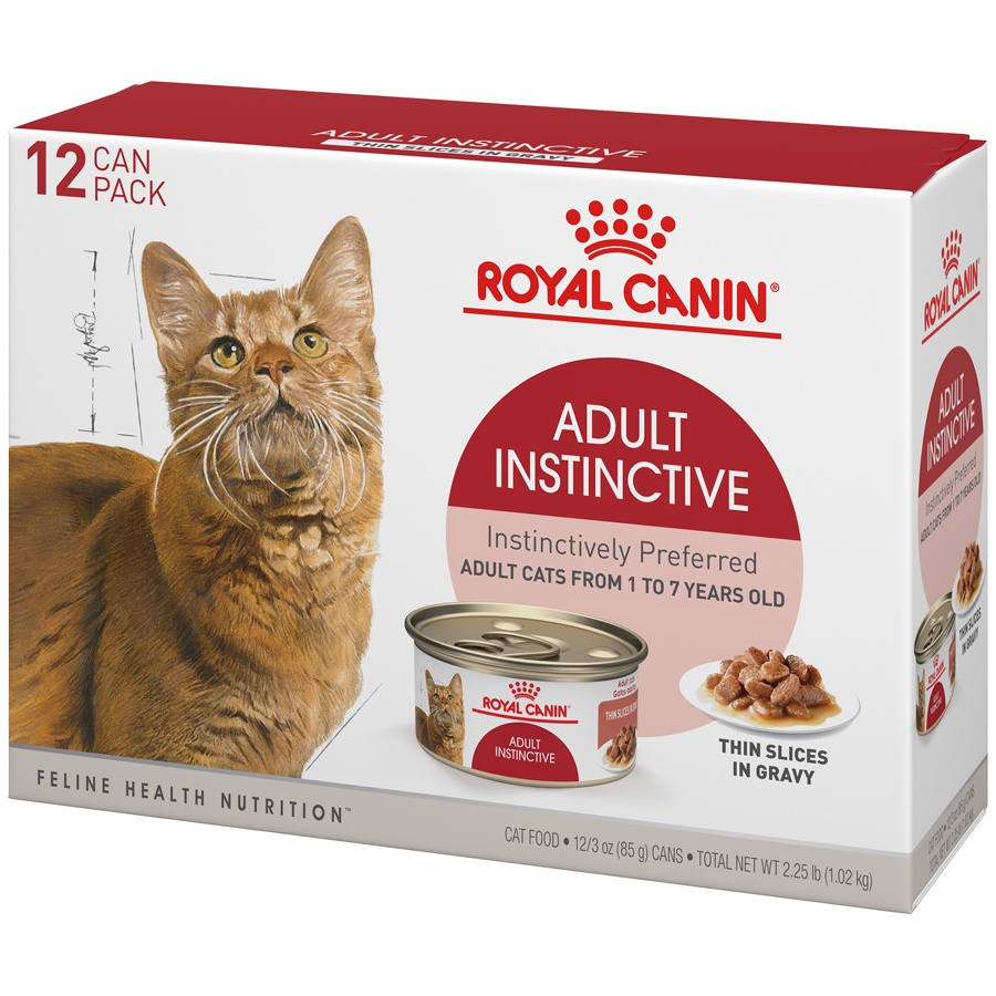 slide 4 of 9, Royal Canin Feline Health Nutrition Adult Instinctive Thin Slices In Gravy Canned Wet Cat Food, 3 oz