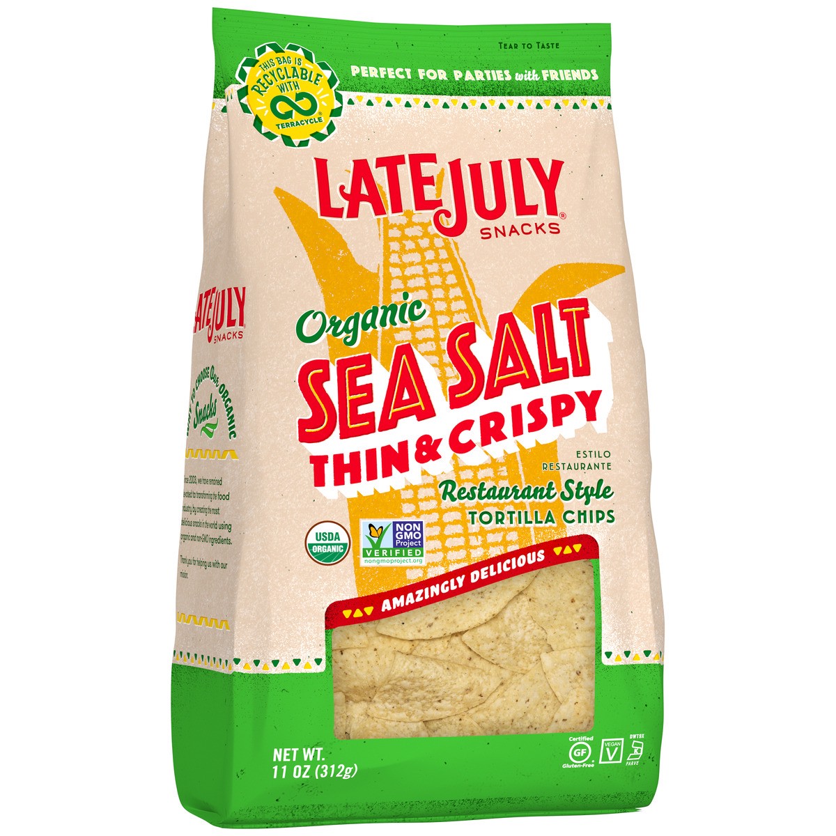 slide 9 of 9, Late July Sea Salt Tortilla Chip Organic, 11 oz