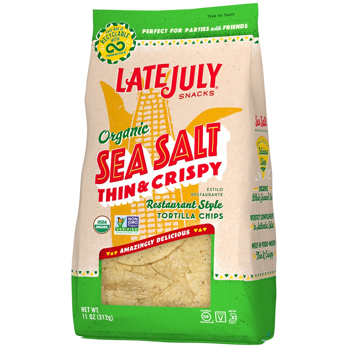 slide 6 of 9, Late July Sea Salt Tortilla Chip Organic, 11 oz