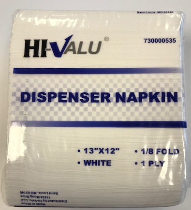 slide 1 of 1, Hi-Valu Dispenser Napkin 1-Ply 1/8 Fold White, 300 ct; 13 in x 12 in