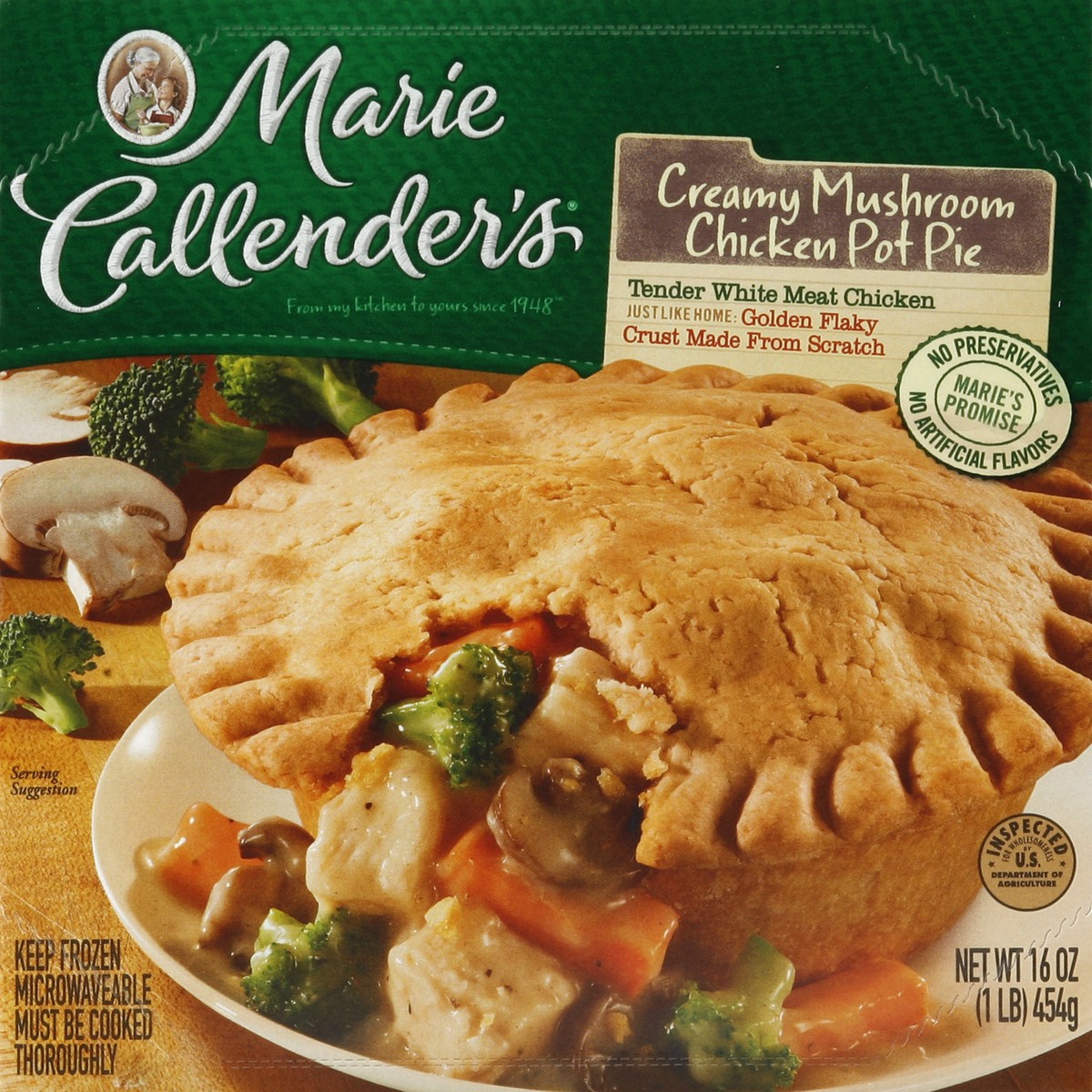 slide 2 of 4, Marie Callender's Frozen Pot Pie Dinner, Creamy Mushroom Chicken, 16 Ounce, 16 oz