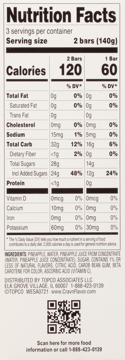 slide 11 of 15, Crav'n Flavor Pineapple Flavored Fruit Bars - 6 ea, 6 ct