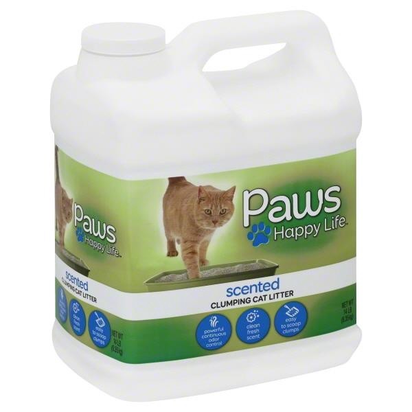 slide 1 of 3, Paws Happy Life Scented Clumpling Cat Litter, 14 lb