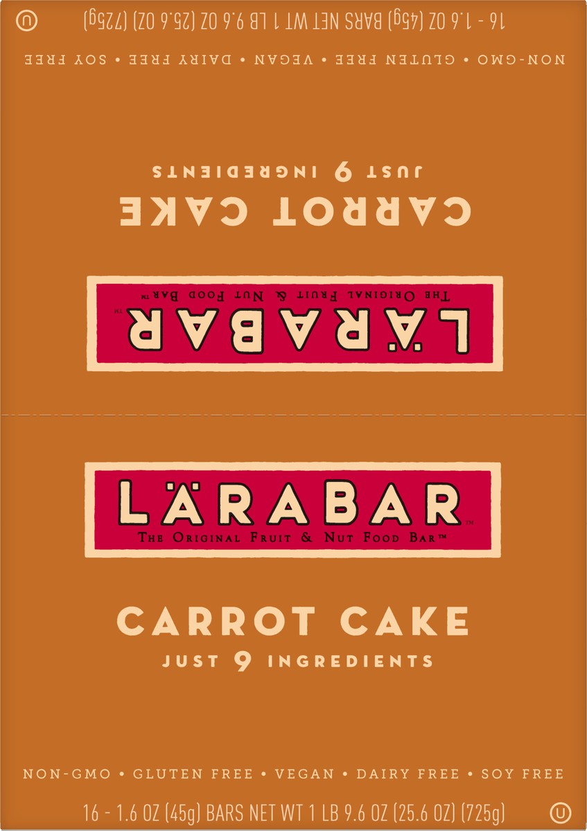 slide 2 of 12, LÄRABAR Carrot Cake Fruit & Nut Food Bar 16 ea, 16 ct