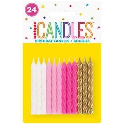 Unique Spiral Birthday Candles - Assorted Pink
