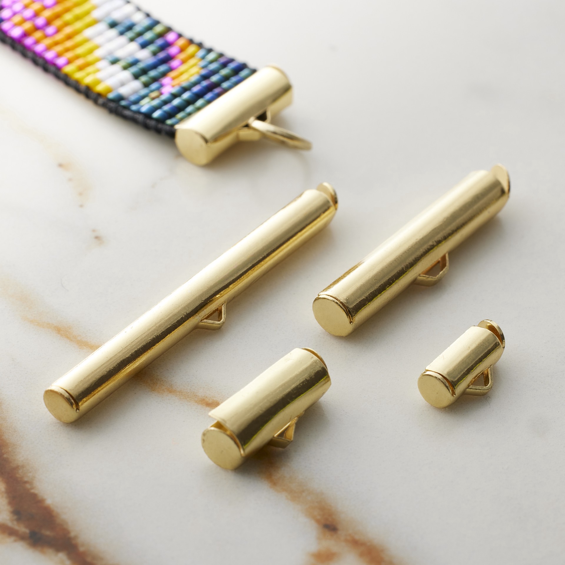 slide 2 of 3, Mixed Metal Slider End Tubes By Bead Landing, 8mm-38mm