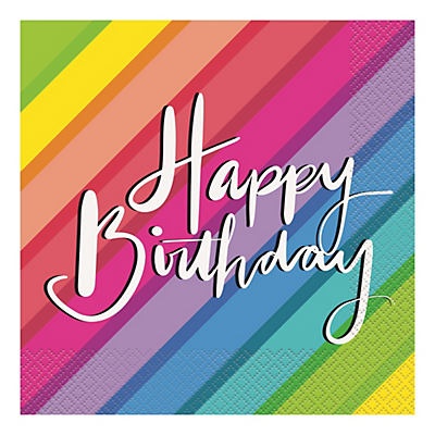 slide 1 of 1, Unique Industries Balloons & Rainbow Luncheon Napkins, 16 ct