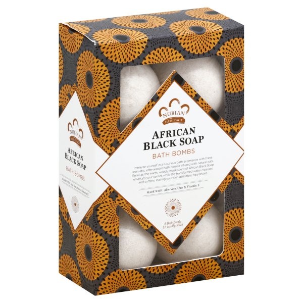 slide 1 of 2, Nubian Heritage African Black Soap Bath Bombs, 12 oz