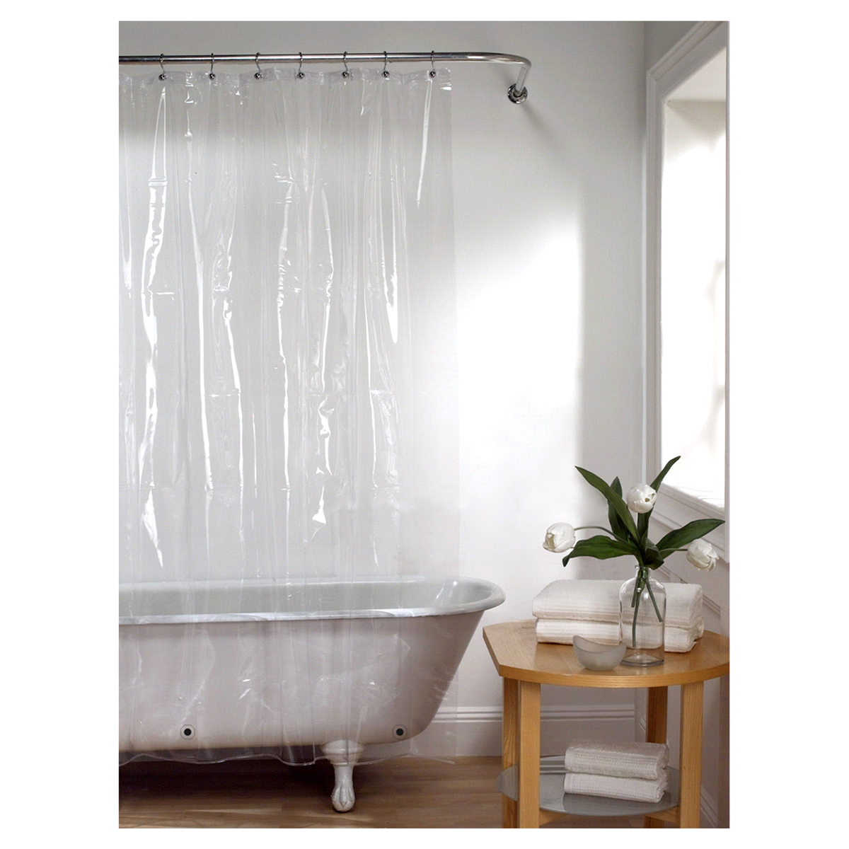 slide 1 of 2, Zenna Home Medium Weight Vinyl Shower Curtain Liner, 70 in x 71 in, Clear, 5 gauge