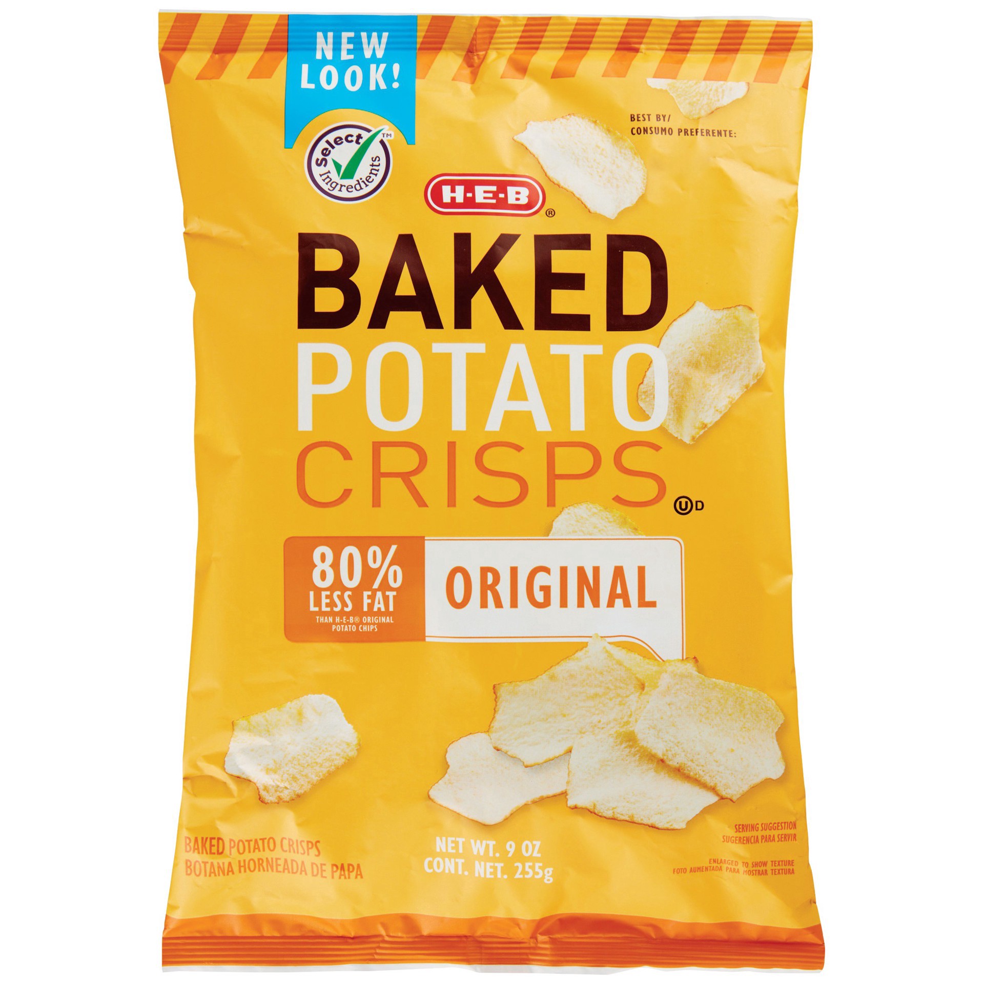 slide 1 of 1, H-E-B Baked Original Potato Crisps, 9 oz