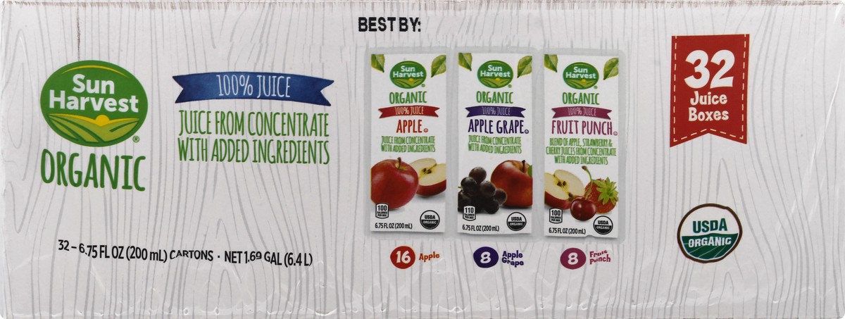 slide 12 of 12, Sun Harvest 100% Organic Juice Boxes - 32 ct, 32 ct