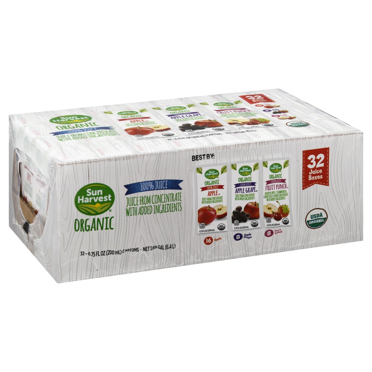 slide 3 of 12, Sun Harvest 100% Organic Juice Boxes - 32 ct, 32 ct