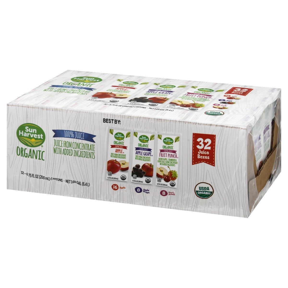 slide 9 of 12, Sun Harvest 100% Organic Juice Boxes - 32 ct, 32 ct